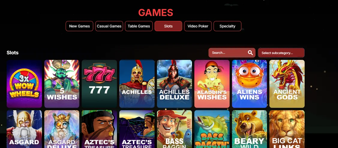Browse Jurassic Slots Casino lobby